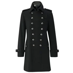 WWII WW2 German Army Overcoat Winter Men's Germany General Officer Woolen Coat Woolen Cloth Mid-length Double-breasted Long Robe