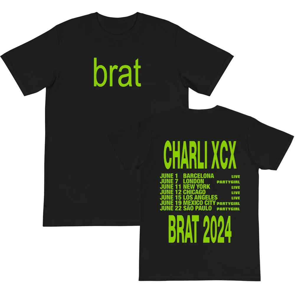 Charli Xcx Brat 2024 t-shirty Album Retro męski/damski Streetwear Casual bawełniana letnia koszulka Unisex koszulka z krótkim rękawem koszulki w