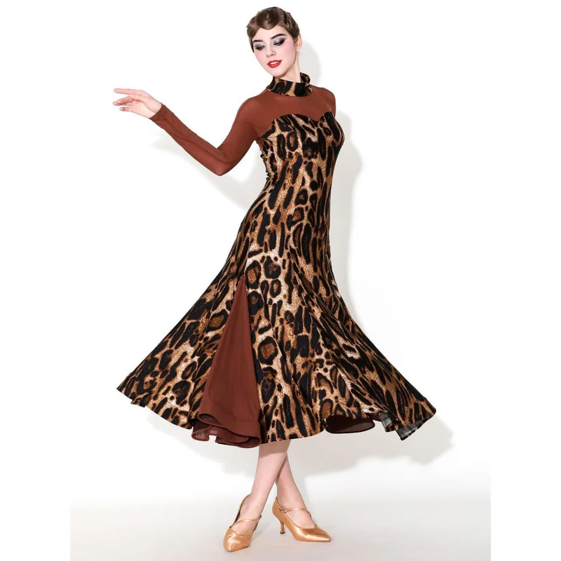 

Танцевальное платье Perryo Mocha Wild Big Leopard Print Modern Dance Dress 1881-2.0 для бальных танцев (валс)