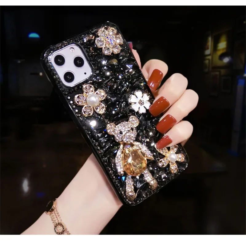 Cute Bear Bling Crystal Rhinestone Diamond Phone Case, Luxury Cover, For iPhone 16Pro max 15 Plus, 14, 11, 12, 13 Pro Max