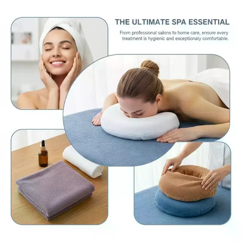 U-Shaped Facial Pillow Cover Microfiber Face Cradle Covers Large Size Soft And Reusable Massage Headrest Cover Beauty Supplies