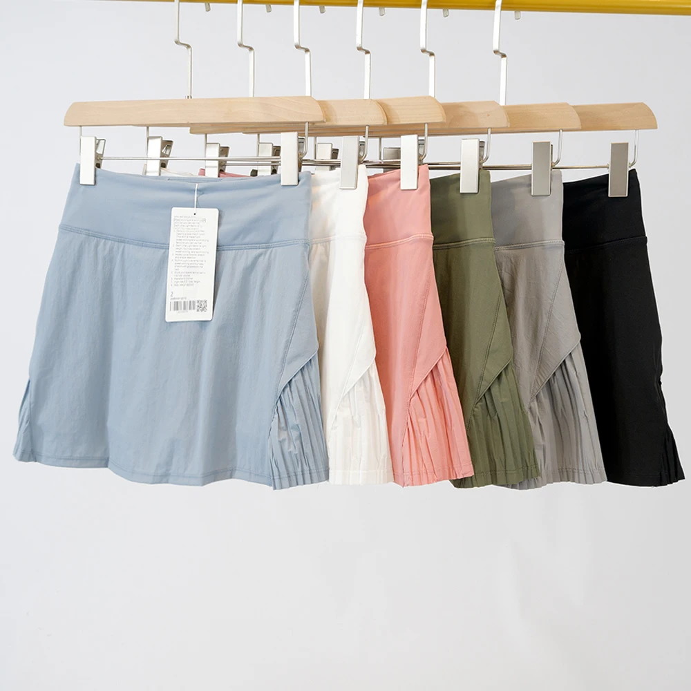 LULU FLORA Tennis skirt, golf skirt, slim-fitting, mid-waist, sports, anti-exposure, age-reducing, nude-feeling skirt hem