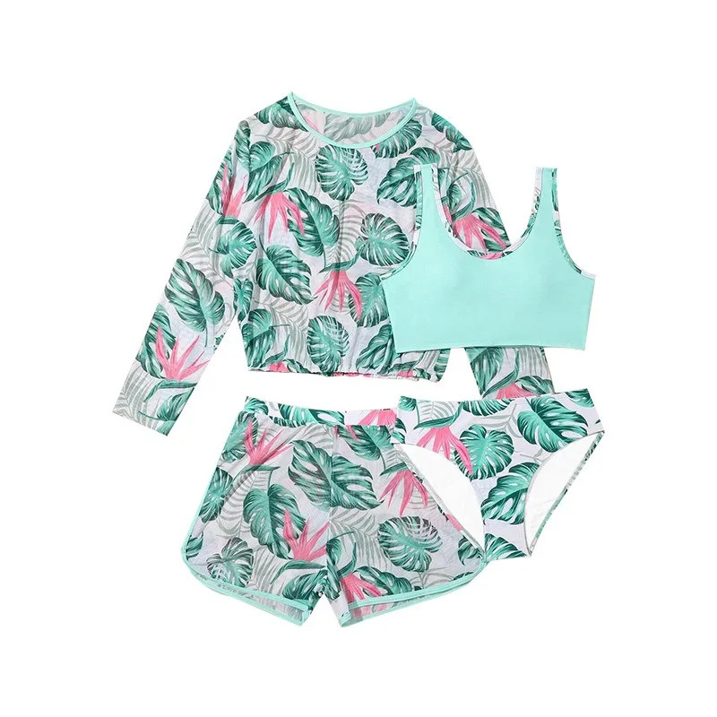 

2026 New Kids Swimsuit 4 Piece Set Long Sleeve UV Protection Separates Swimwear