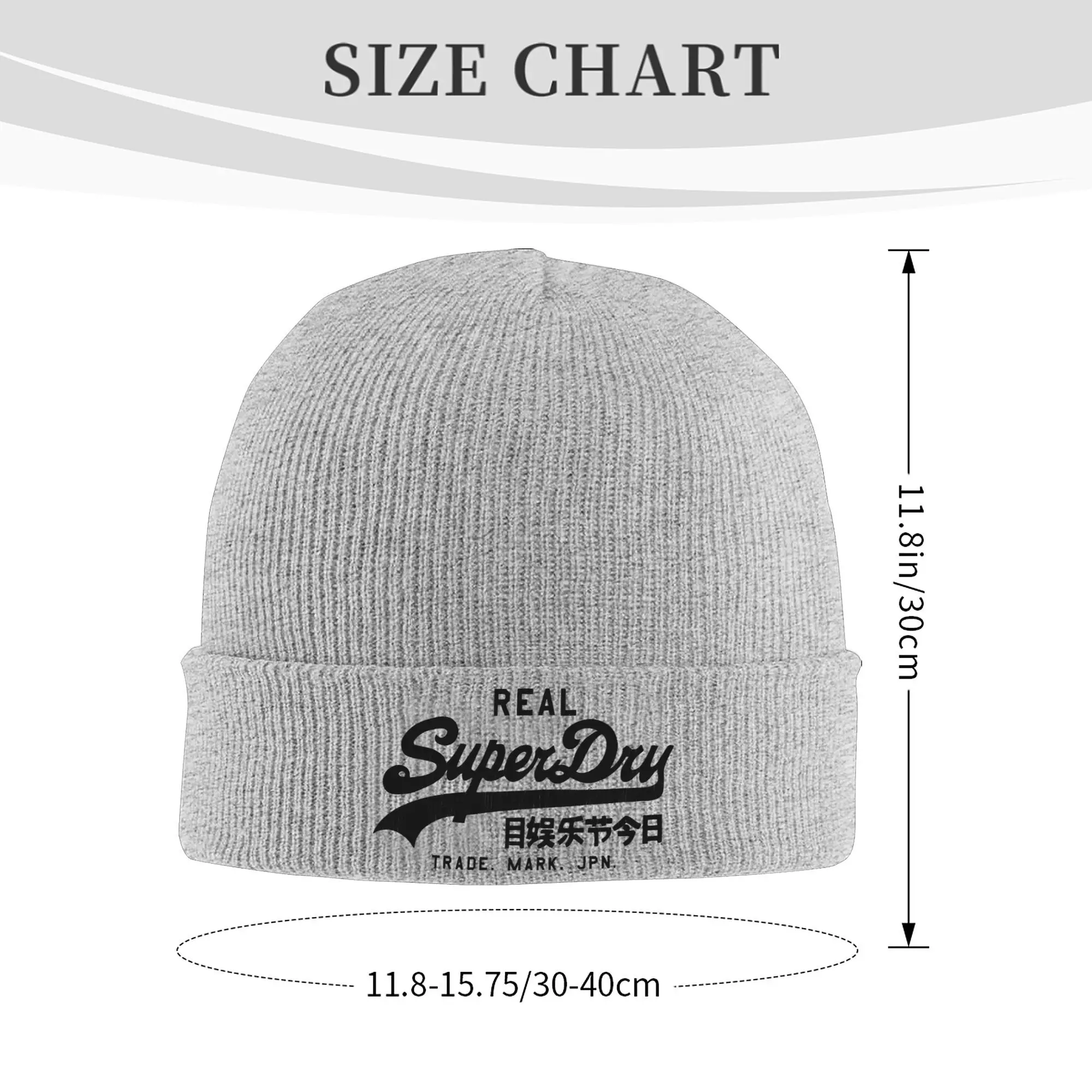 Superdry Real Merch Winter Knit Cuff Beanie For Men Women Letter Printed Skull Knitted Hat Cap Bonnet Knit Hat