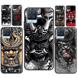 Samurai Japanese Warrior Mask Helmet For Realme GT Neo 2 GT Master C21 C3 8i 7 8 Pro Case Cover For OnePlus 9R 8T Nord2 9 Pro