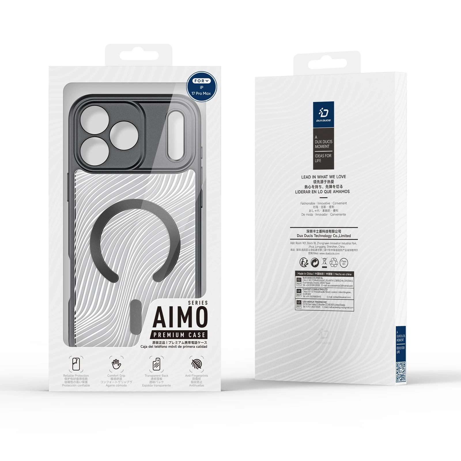 حافظة هاتف DUX DUCIS مقاومة للصدمات لهاتف iPhone 17 Pro Max وiPhone 17 Pro مع غطاء خلفي مغناطيسي بخطوط متدفقة شفافة