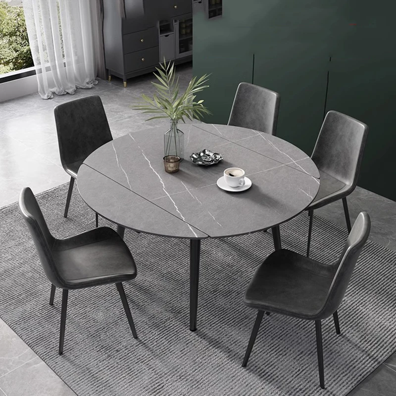 

Extendable Round Tables Marble Nordic Center Side Mobile Dining Tables Console Living Room Juegos De Comedor Home Furniture DWH