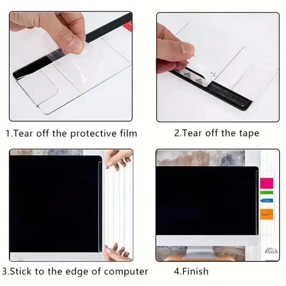 Monitor Notitiehouder Monitor Whiteboard Magnetische Monitor Memo Whiteboard Met Zelfklevende Metalen Strips 2 Pack Bureau Voor Computer