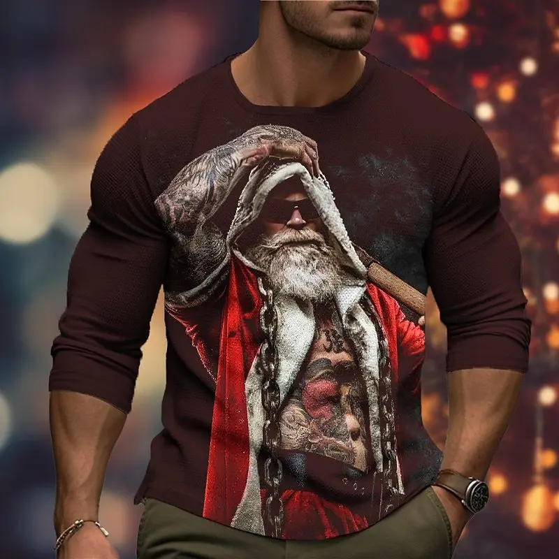 Santa Claus 3d High-Definition Printed Round Neck Long Sleeved Top Party Personalized Dressing Style Pullover ME006