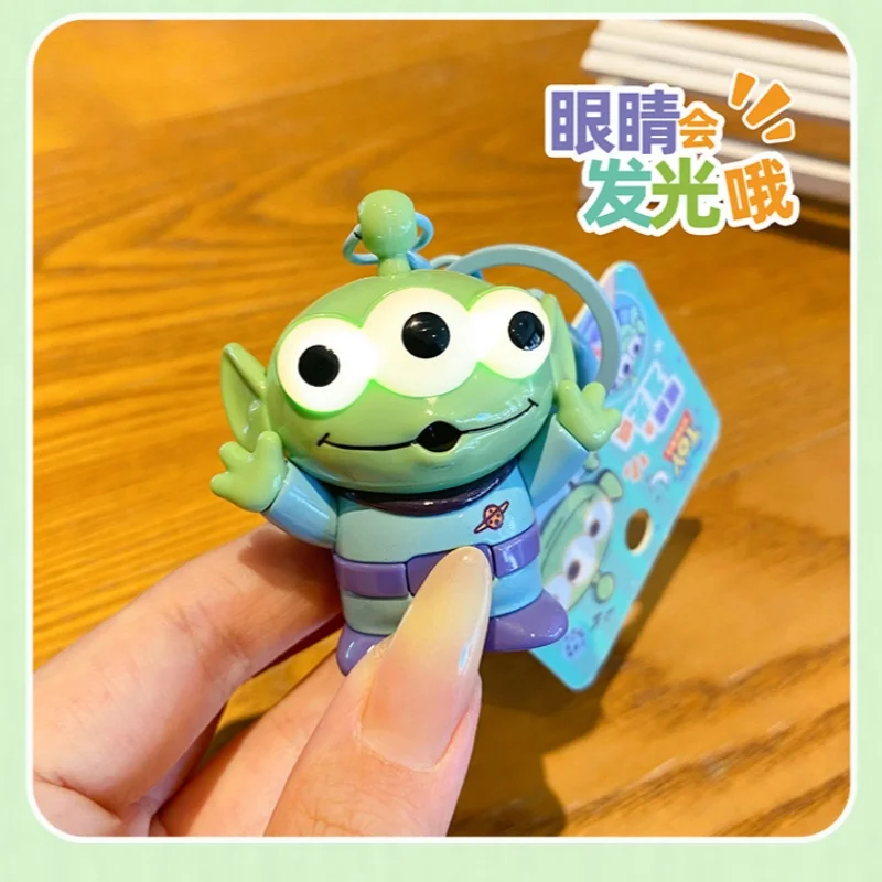 Official Toy Story Alien Light-Up Keychain, Cartoon Pendant, Couple Bag Charm Key Accessory view 3