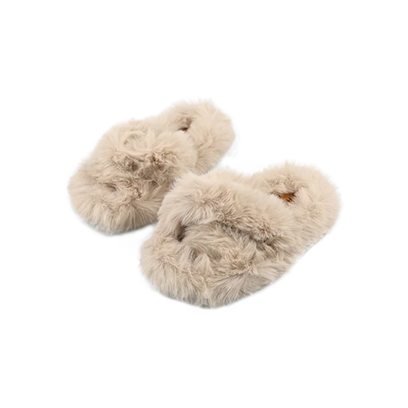 Winter Children's Slippers Furry Hairy Girls Warm Home Slippers Open-toe Warm Kids Fashion Causal Flat Plush Shoes Solid Color