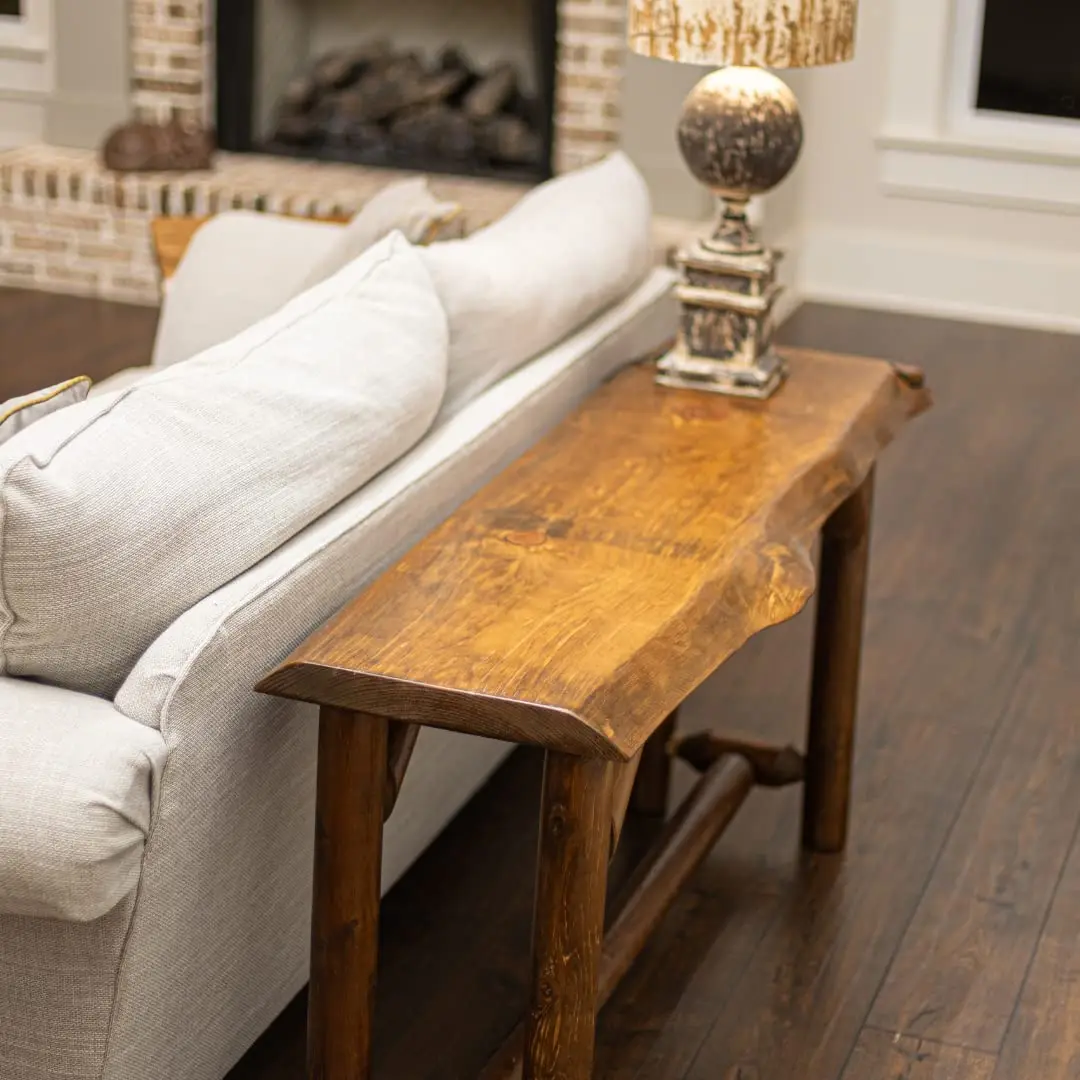 #Rustic Sofa Table 56" Live Edge Console Table – Cedar & Pine Wood (Entryway, Hallway, Living Room Furniture), Customized view 6