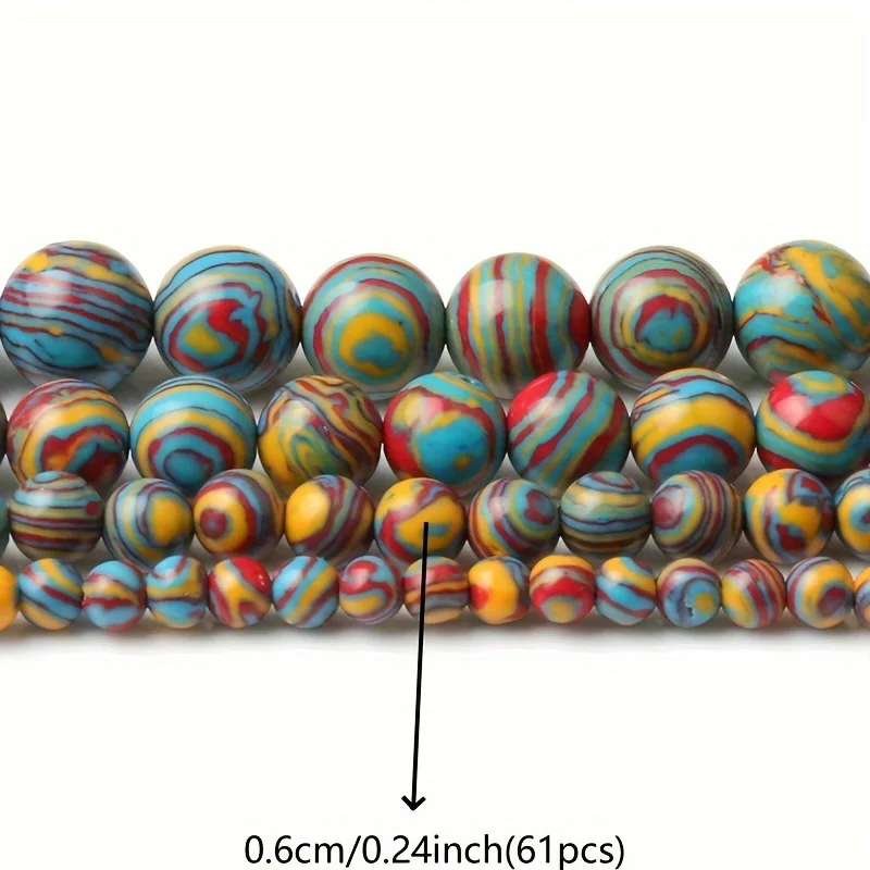 الحجر الطبيعي متعدد الألوان الملكيت الطاووس الخرز لصنع المجوهرات جولة خزر عازل سوار ذاتي الصنع إكسسوارات الخرز والخرز #5