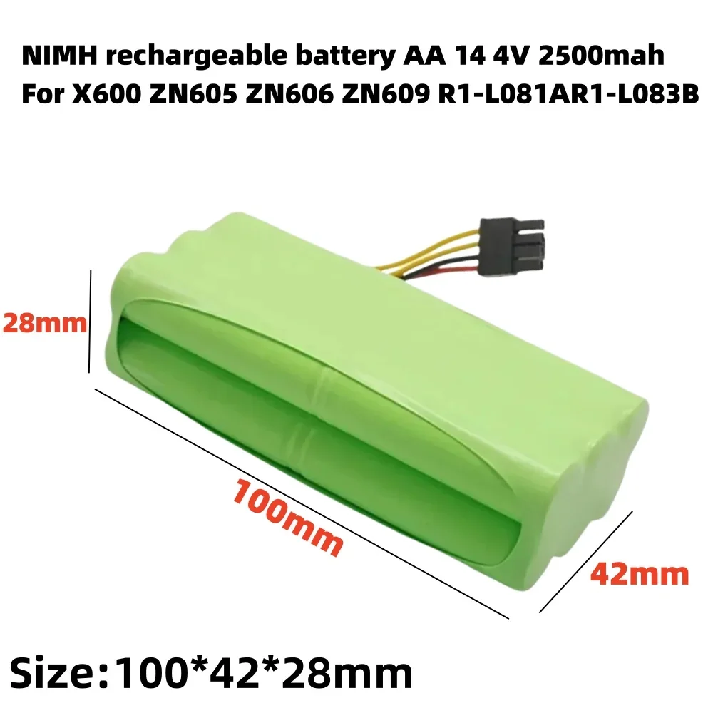 14.4V 2500mAh Ni-MH 14.4 V AA Ni-MH Bbattery for X600 ZN605 ZN606 ZN609 and Robot Sweeping Robot Batteries