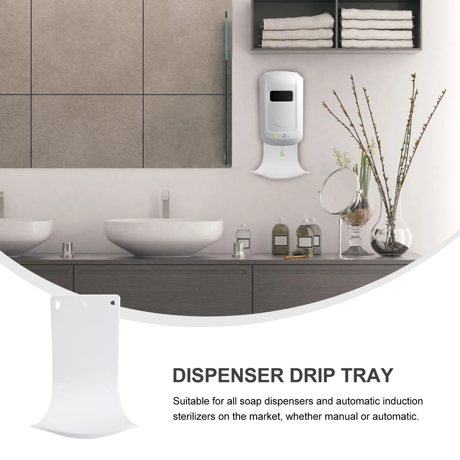 

Plastic Drip Tray for Soap Dispenser White Universal Fit Abs Material Household Accessory Foaming Alcohol Gel Catcher Dispenser
