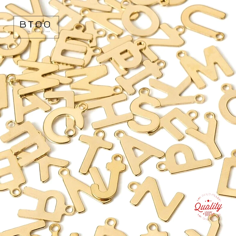 

14k Gold Filled Basic Letter Charm 20ga for Necklace Bracelet Tiny Initials Letters for Permanent Jewelry Making Wholesale