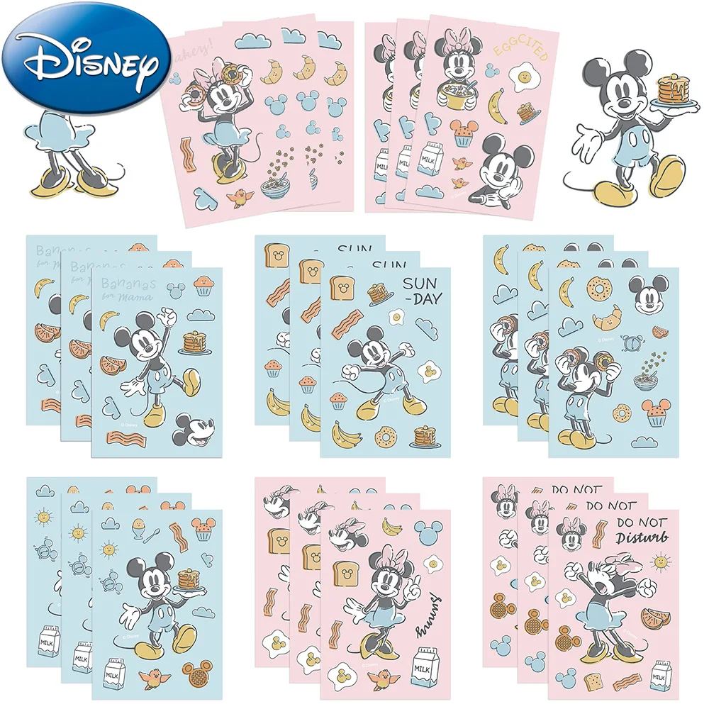 

8/16sheets Disney Mickey Mouse Anime Stickers DIY Notebook Computer Water Bottle Waterproof Cute Cartoon Sticker Decals Kids Toy