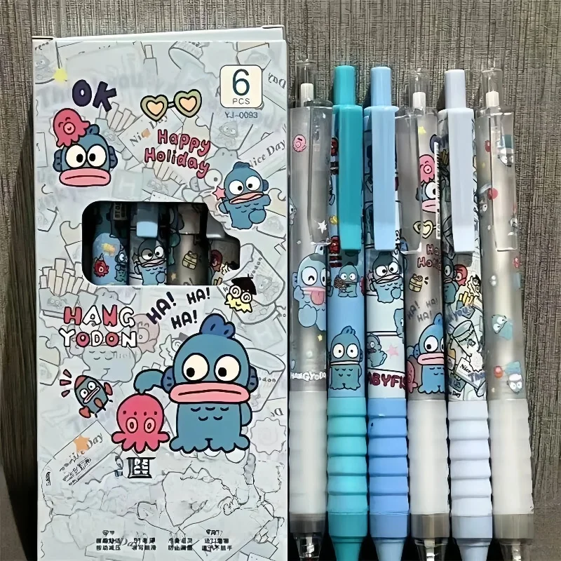 

6 pieces/box Sanrio Cute Clownfish Cloud Grip Quick-Dry Pen ins Simple High-Aesthetic 0.5 Gel Pen Black Quick-Dry Smooth