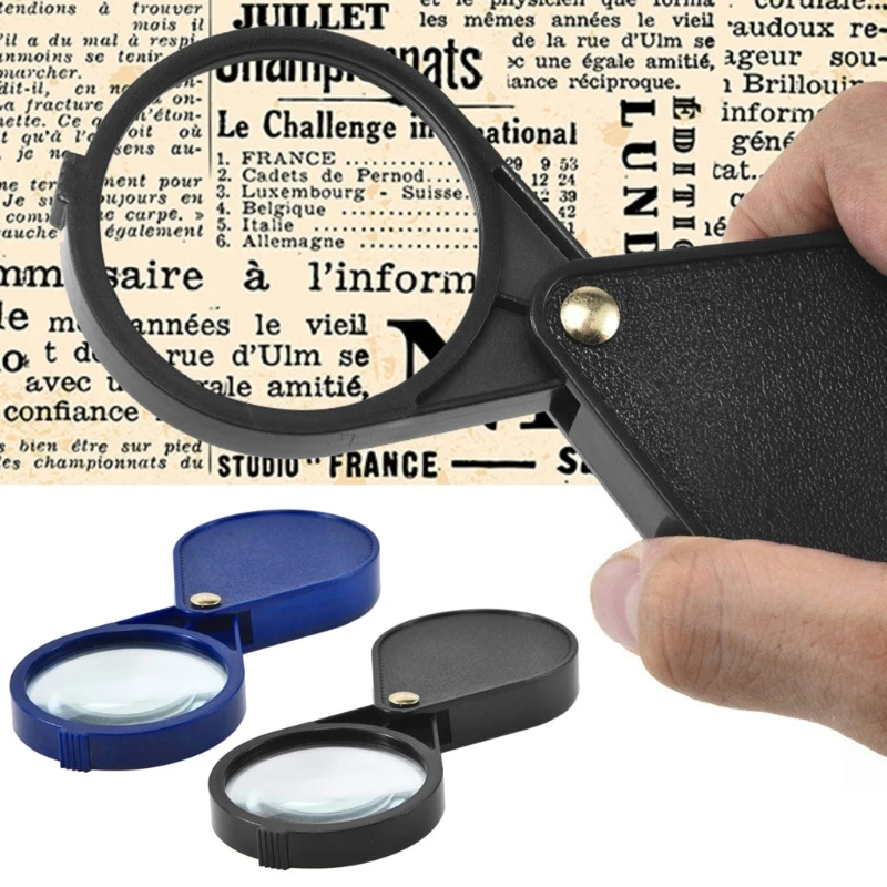 10X Folding Pocket Magnifier 2.56\'\'Diameter Loupe with Keychain Portable Glass for Reading, Jewelry and Coins