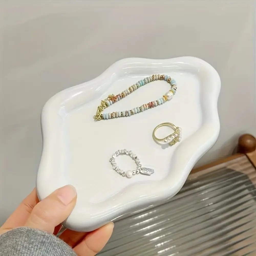 

Керамический поднос для хранения ювелирных изделий, легкий роскошный элегантный поднос для сережек и ожерелья, INS, простой поднос для торта, закусок, десертов для женщин