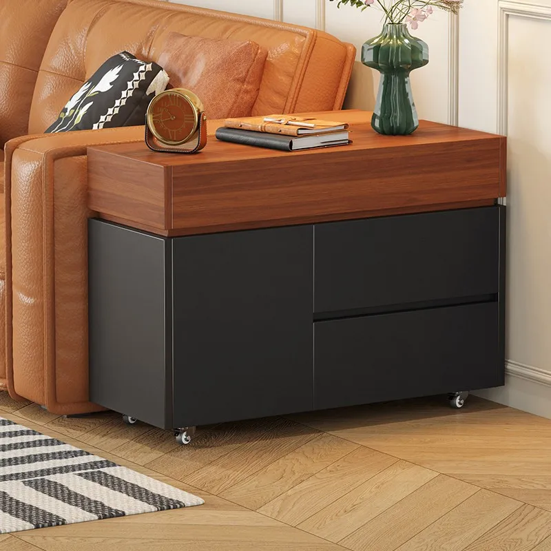 Solid wood sofa side cabinet retro living room removable simple locker storage corner function cabinet edge