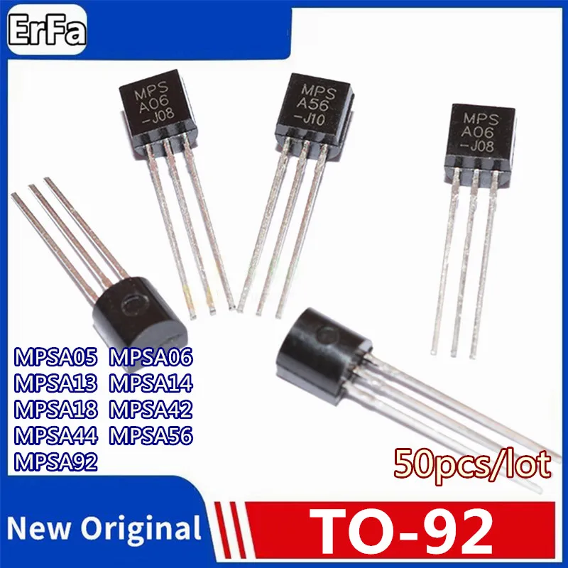 50pcs MPSA18 MPSA42 MPSA05 MPSA06 MPSA13 MPSA14  MPSA44 MPSA56 MPSA92 Triode A05 A06 A13 A14 A18 A42 A44 A56 A92 TO-92