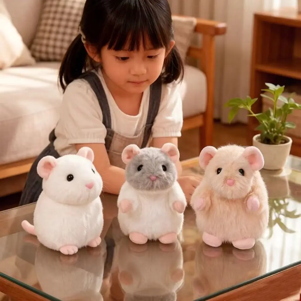 Stuffed Animal 3 Colour Simulation Mouse Cute Cartoon Soft Pet Fancy Rat Simulation Stuffed Flower Branch Gift