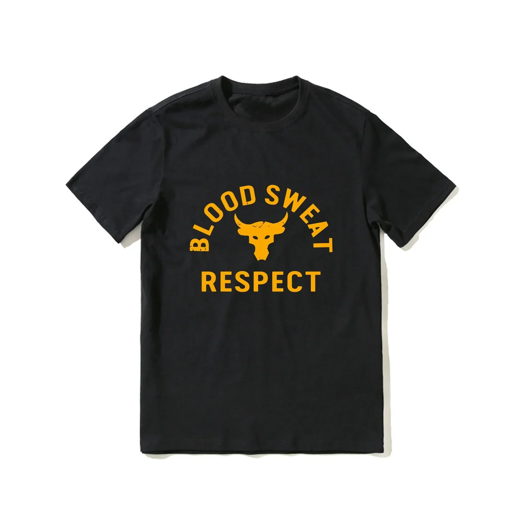 

2023 Hot Sale Summer 100% Cotton Project Rock Blood Sweat Respect Graphic Black T Shirt Men Cool Tee Hip Hop Streetwear T-shirt