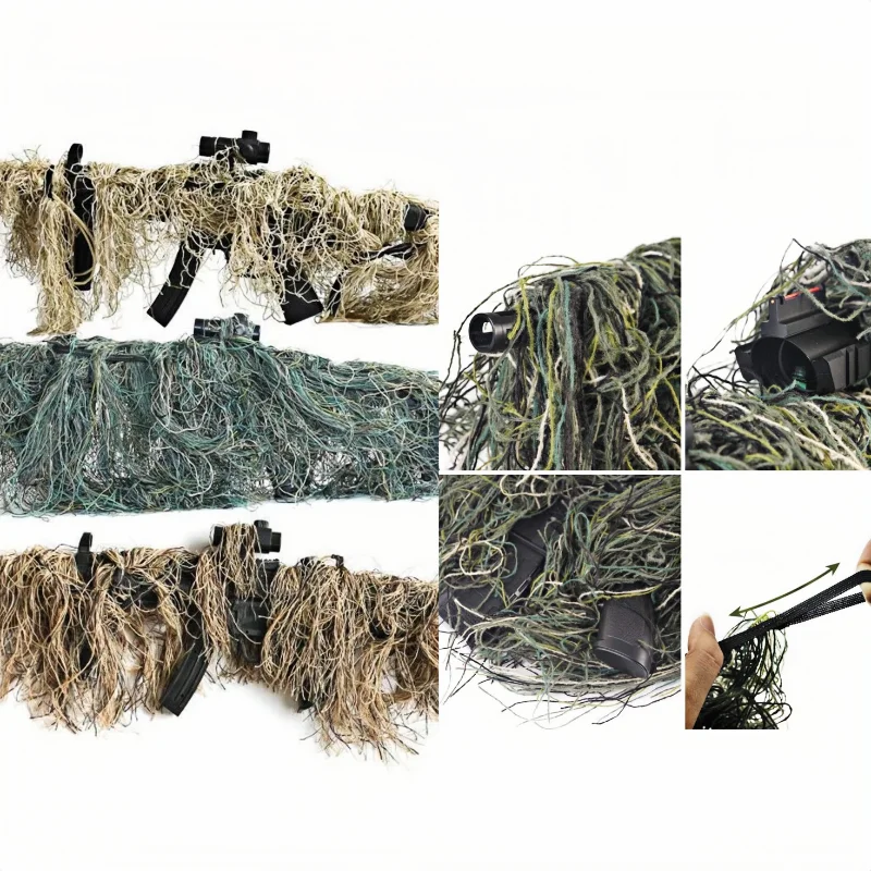 

Tactical 3D Rifle Camouflage Cover for Hunting Suit Woodland-Desert Camo Gun Wrap for Paintball Airsoft Accessories