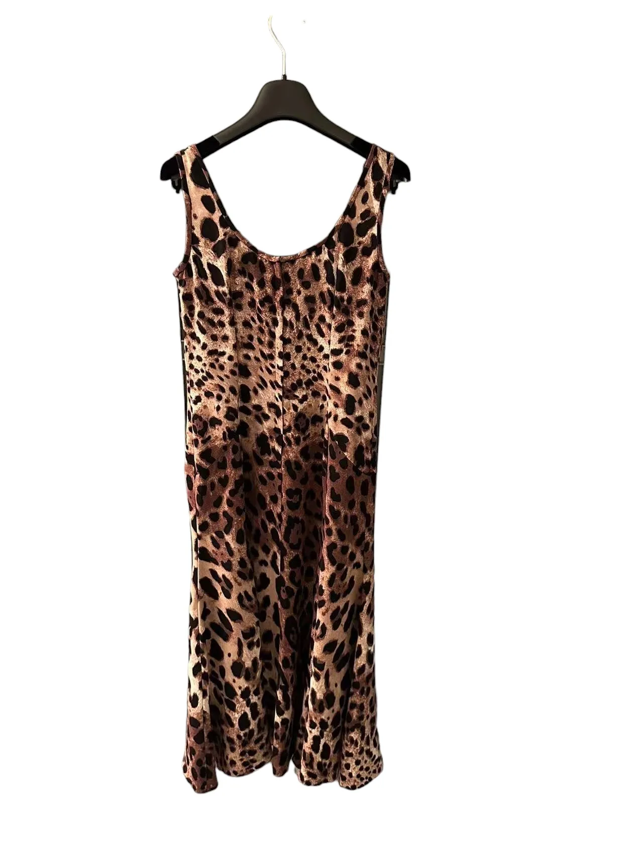 Spring Summer 2024 New Women\'s Leopard Print Dress Lace Trim A-Line Mid-Calf Full Sleeve O-Neck Luxury Viscose Sexy High Quality