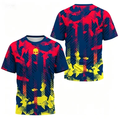 Men's T-shirt Round Neck Short Sleeved Color Printed Tennis Running Casual and Comfortable Outdoor Sportswear Top view 4