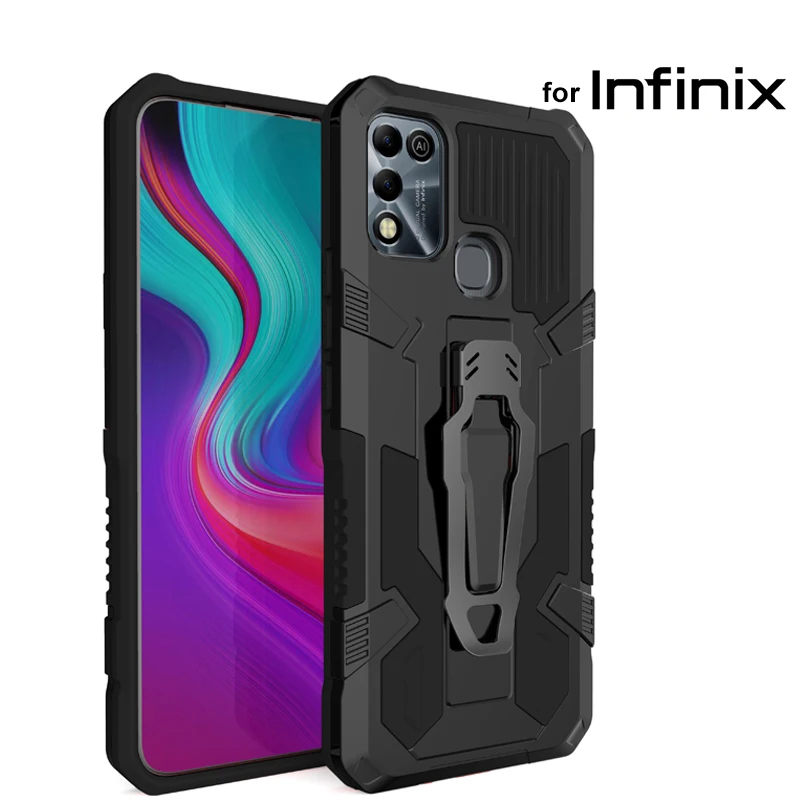 Coque antichoc blindée avec clip de ceinture, coque arrière, adaptée pour MF ix Hot 11S 10S 9 10 11 12 Play Note 11 Pro 10 Lite