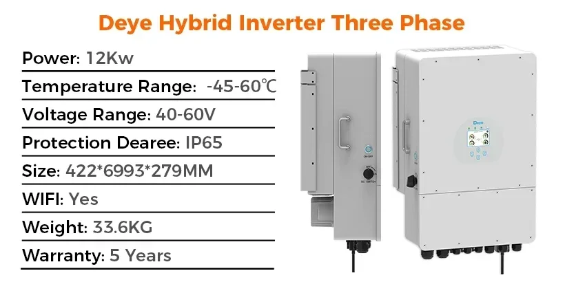 Deye solar inverter hybrid 12kw 3 phase  SUN-12K-SG04LP3-EU deye