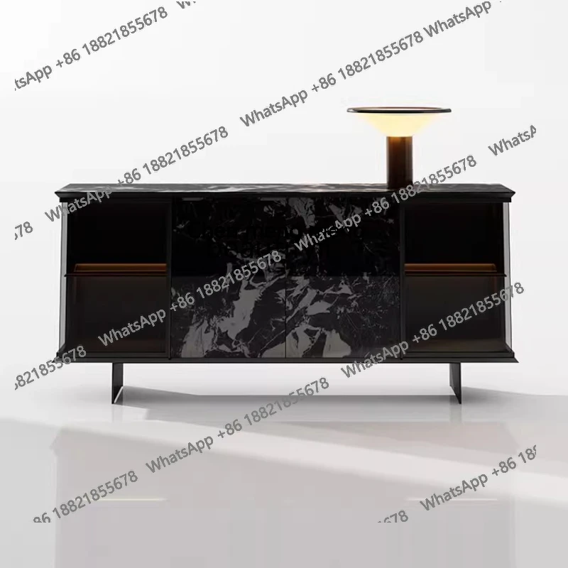 

Light luxury dining side cabinet Modern simple entrance, living room rock slab tea cabinet against the wall, decorative cabinet