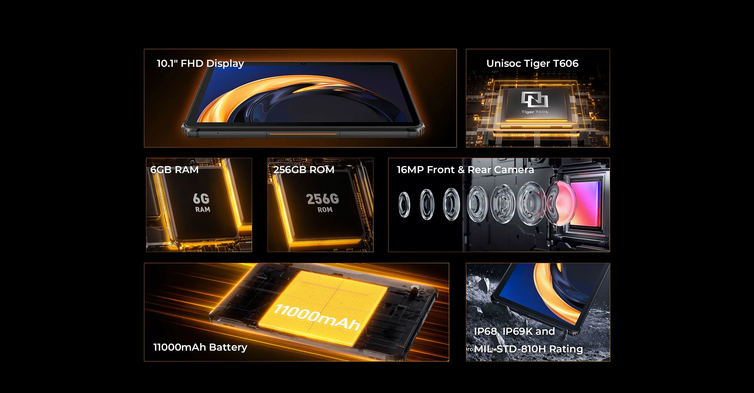 Oukitel RT9 10.1" HD Display Rugged Tablet 11000mAh Battery 24GB RAM 256GB ROM Rugged Table Android 14.0 Tablet PC