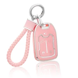 for GMC Key Fob Cover with Keychain, Pink Key Case Fit for 2019 2020 2021 2022 Chevy Silverado GMC Sierra 1500 2500HD 3500HD Ter