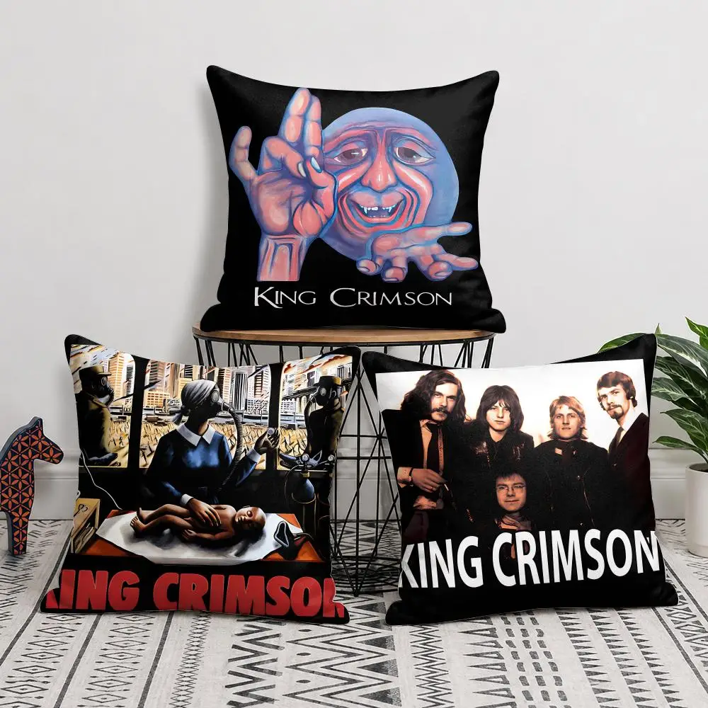 King C-Crimson Rock Band Cool Cushion Cover Silky Short Plush Invisible Zipper Dustproof Sofa Pillow Case For Home Decor