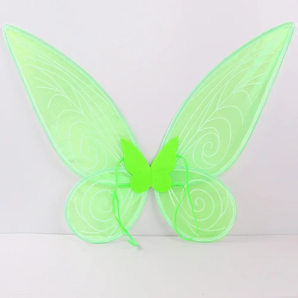 Girls Green Fairy Cosplay Props Kids Butterfly Wings Headband Necklace Bracelet Earrings Party Tinkerbell Cosplay Dress Up Sets