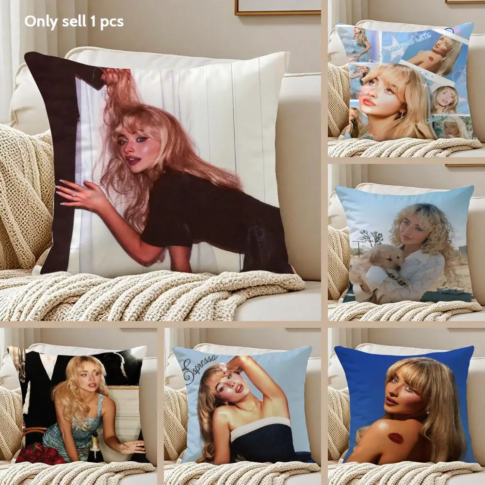 Singer S-Sabrina Carpenter Cushion Cover Soft Short Plush Pillow Cover Smooth Cozy Texture Aesthetic Cushion Case Home Decor