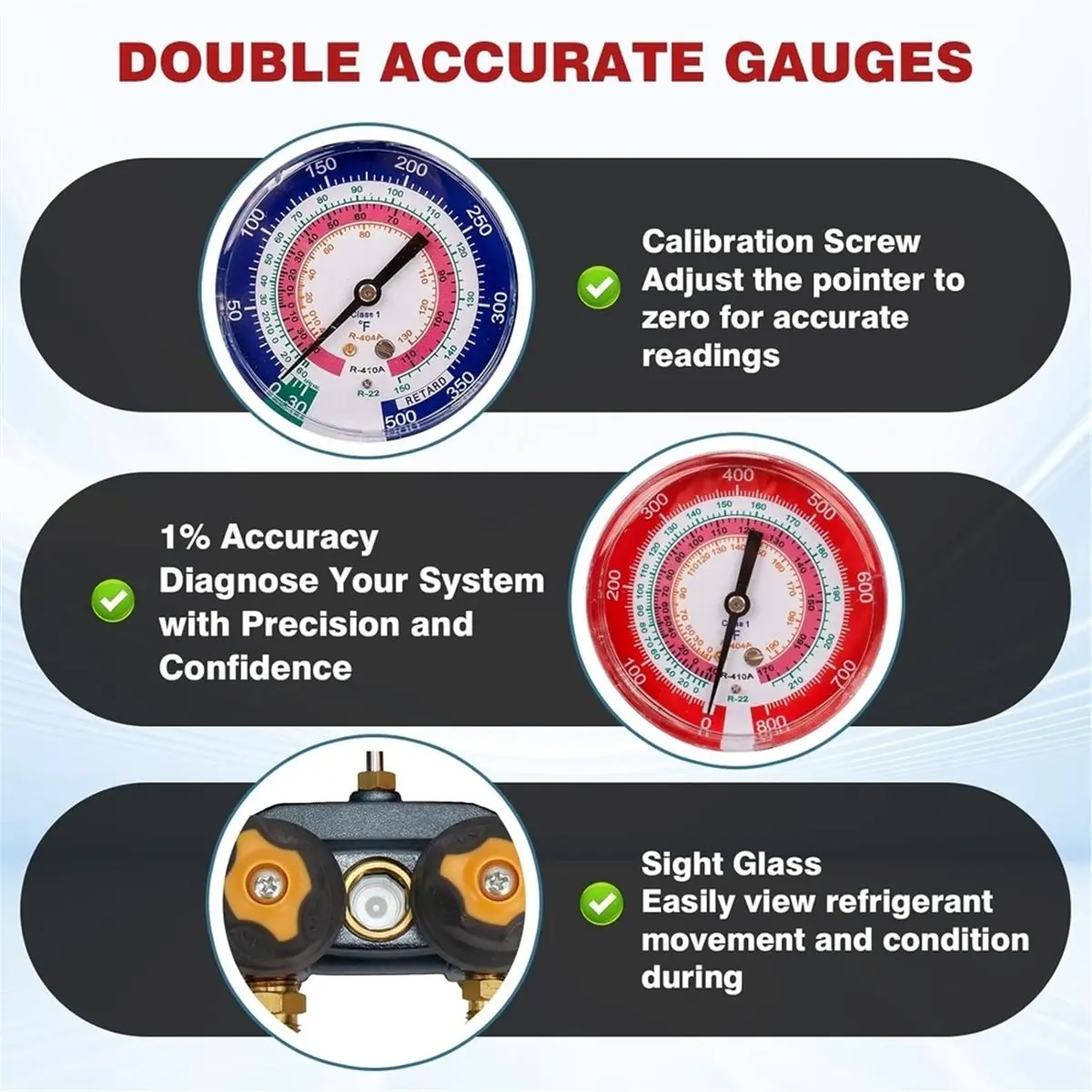 【MUST-HAVE LIST】 Fluorination Meter,3/8 Inch Vacuum Port for Use with Larger Hose to Cut Evacuation Time By Up to 33%