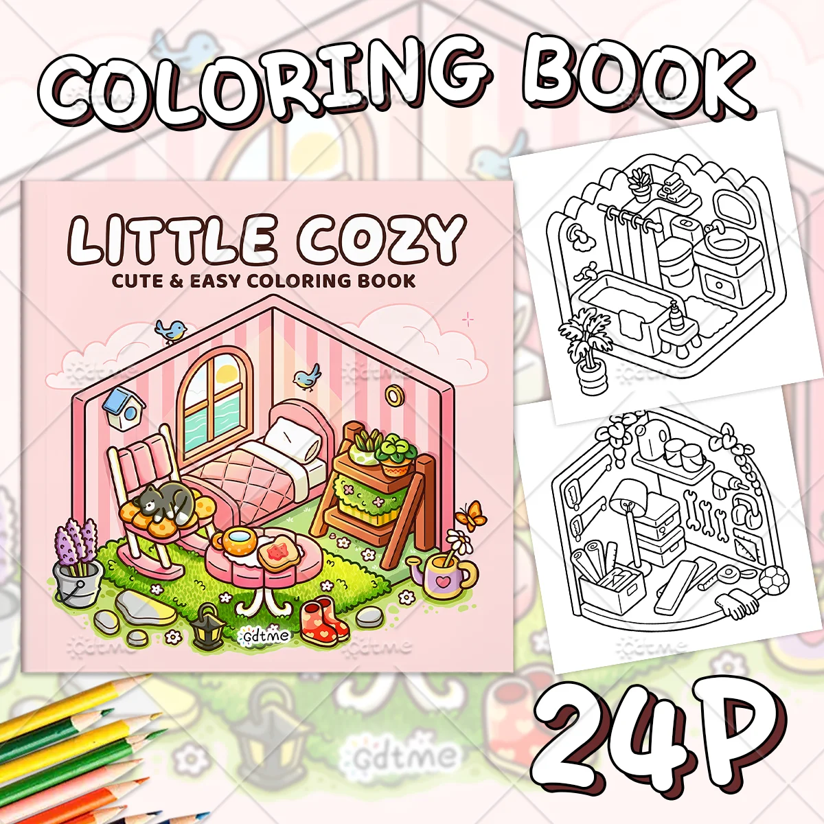 LITTLE COZY Bold-easy Patterns Coloring Book for Adults Cute Drawing Book Perfect Gift for Party and Birthday