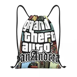 Mochila personalizada Grand Theft Auto para hombre y mujer, saco de compras plegable con cordón para el gimnasio, deporte, GTA V