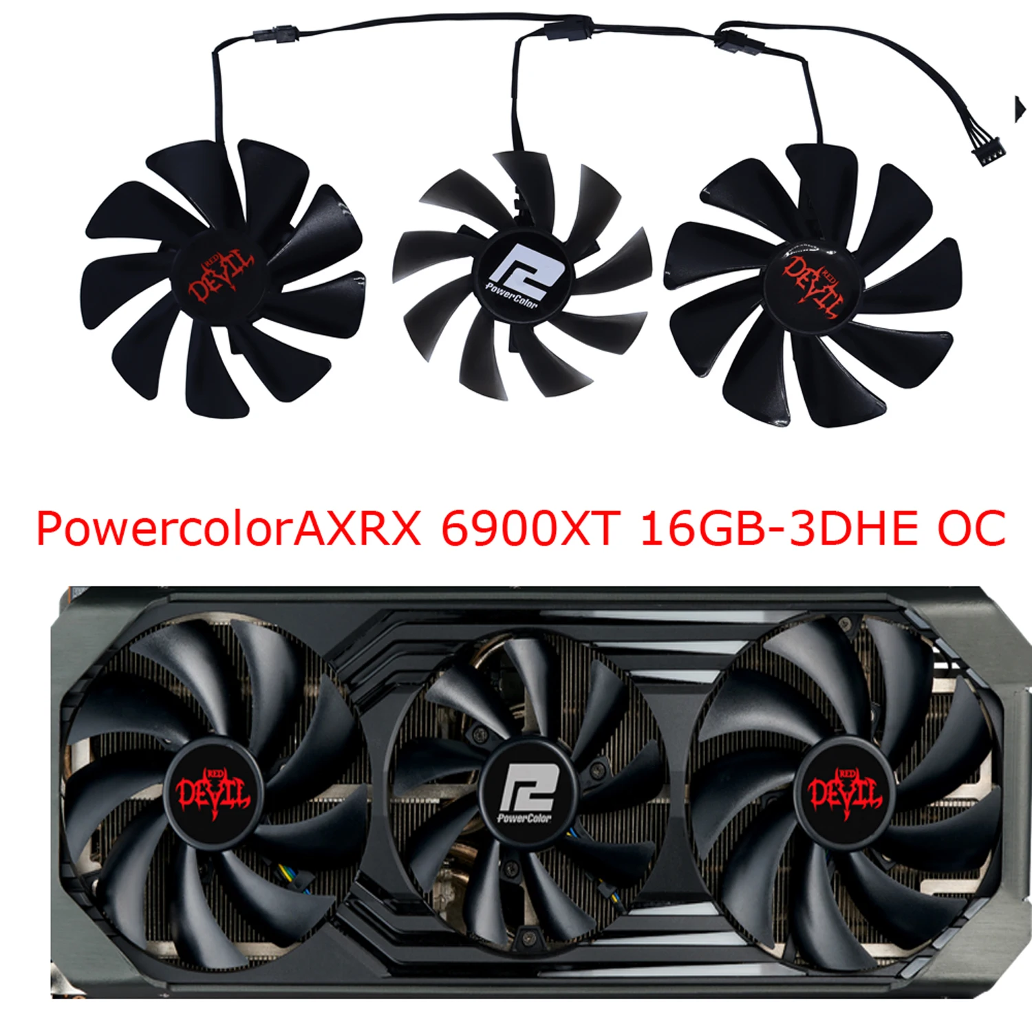 3Pcs/Set,DIY GAA8S2U GA91S2H,Graphics Card Fan Cooler,For Powercolor Red Devil Dragon RX 6950 6800 XT 16GB,RX 6700 6750 12GB