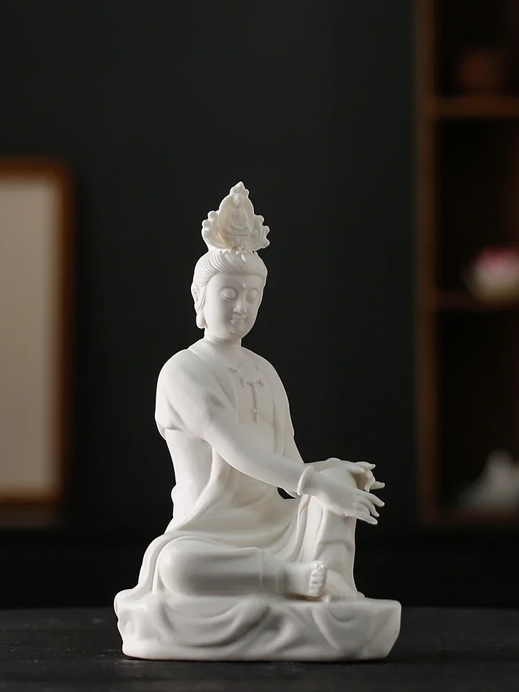 

Chinese-style free Guanyin Buddha statue ornament Dehua white porcelain handicrafts creative concept free Bodhisattva desktop