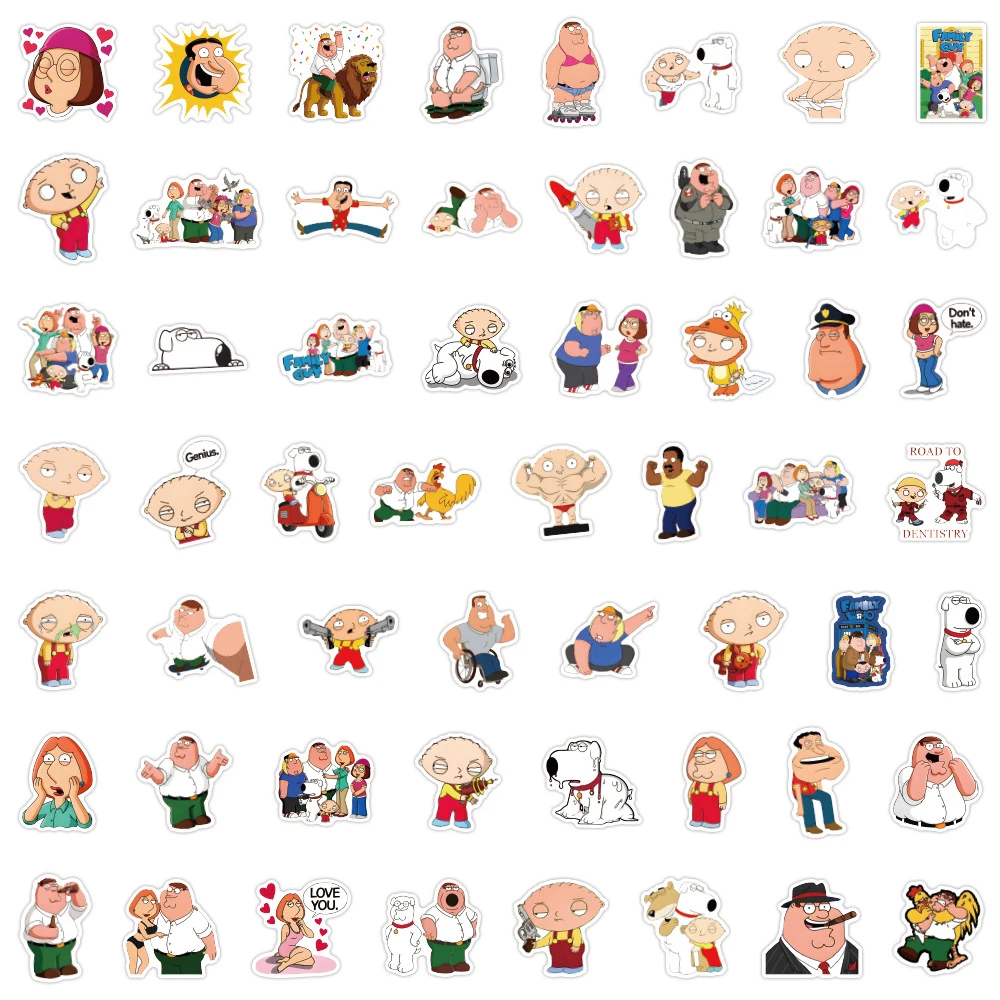 10/30/50/110pcs Funny Family Guy Cartoon Stickers decalcomanie impermeabili per bambini giocattoli Laptop moto bagaglio da viaggio adesivo Anime