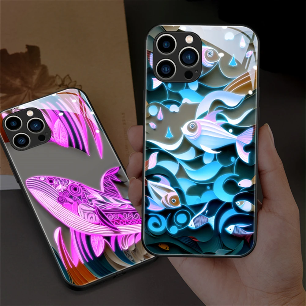 Paper Folding Design Led Light Phone Case Call Flash For Huawei Mate 50 40 30 Pro P60 P50 P40 P30 Nova 10 9 8 7