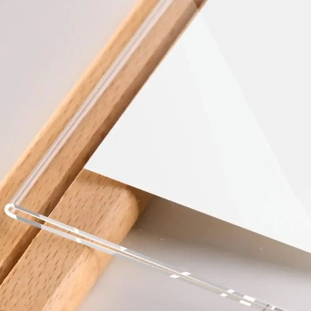 Transparent Acrylic Table Sign Card Holder Solid Wood Base Vertical Standing Acrylic Sign Holder Beech Wood Material