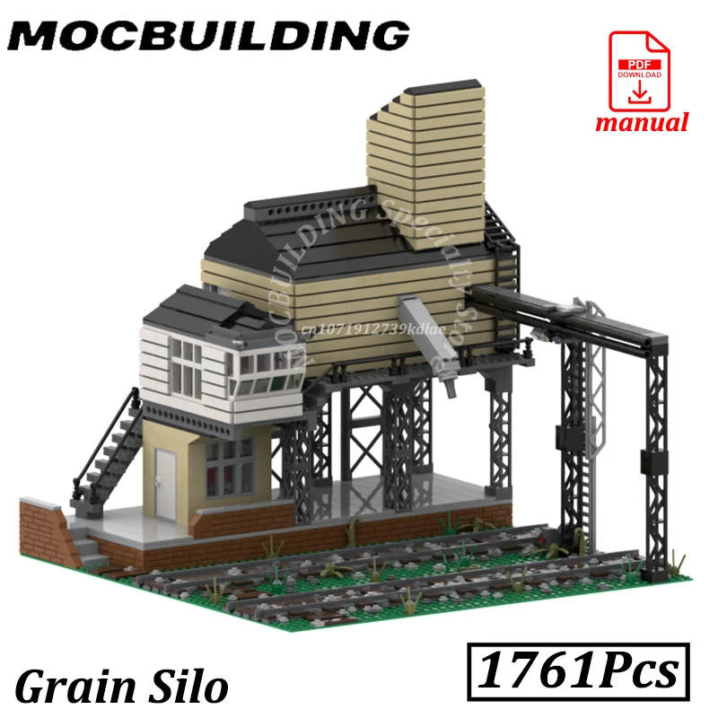 

Grain Silo Model Railway Track Stock Railroad Accessories MOC Building Blocks Hopper Wagon Bricks City Street Construction Toys