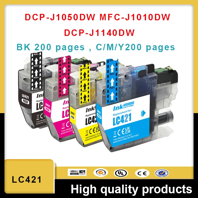 

Vilaxh Compatible Ink Cartridge LC421 LC-421 421 For Brother DCP-J1050DW MFC-J1010DW DCP-J1140DW LC 421 printer