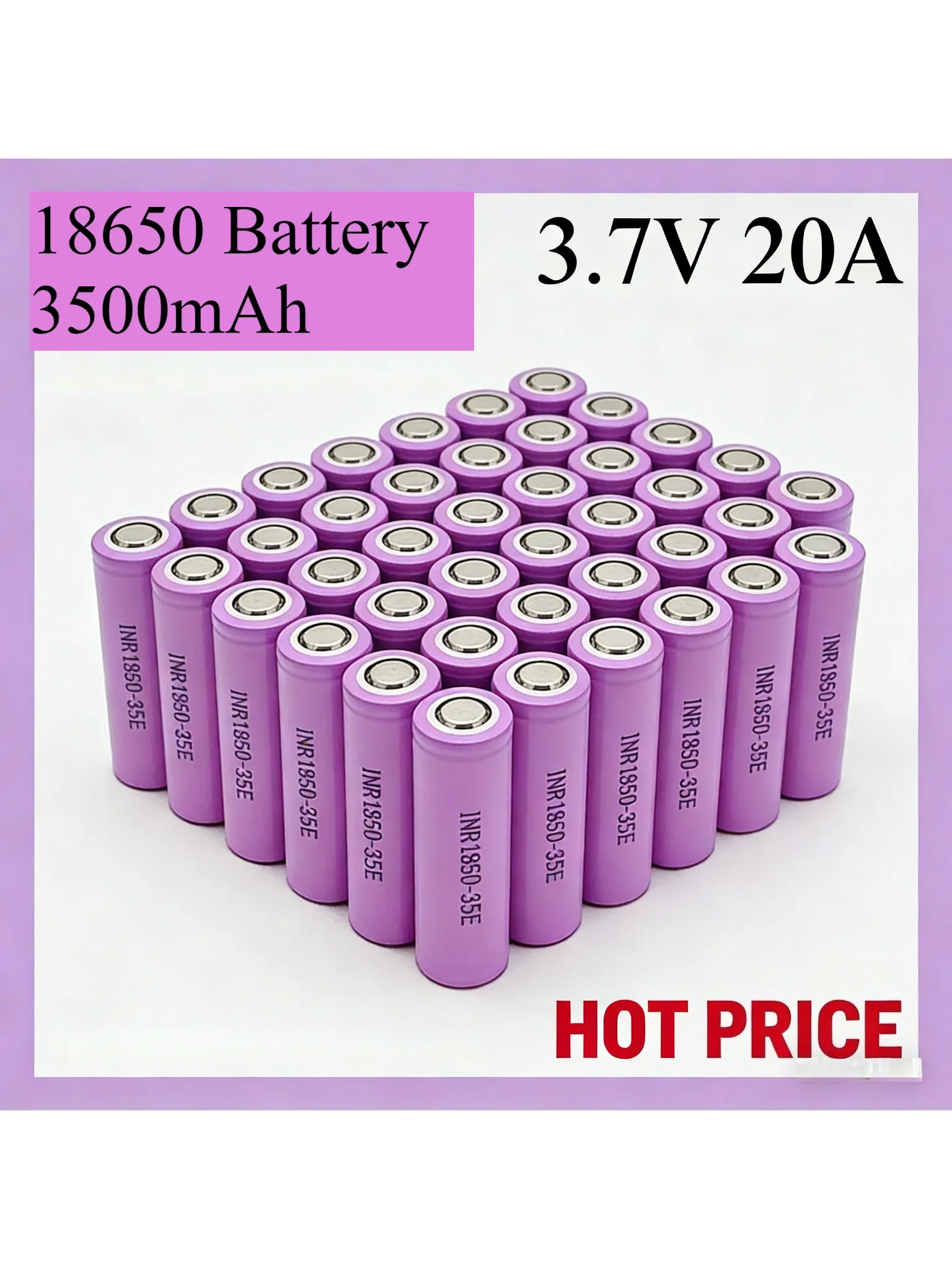 18650 Batterij 18650 3500mAh 3.7V 25A 18650 Lithium-ion Hoge Vermogen Originele Batterij, Elektrisch Gereedschap 35E INR - afbeelding 2